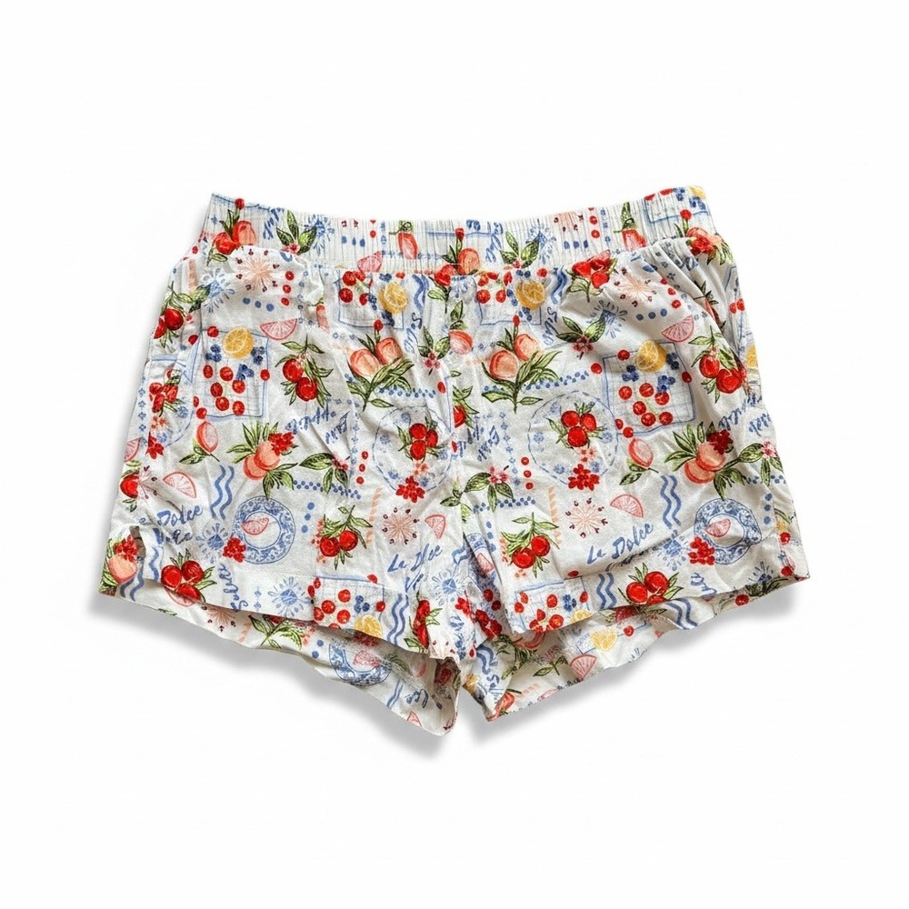 La Dolce Vita Fruit Print Boxer Shorts M Tomato Girl Euro Summer Cottagecore